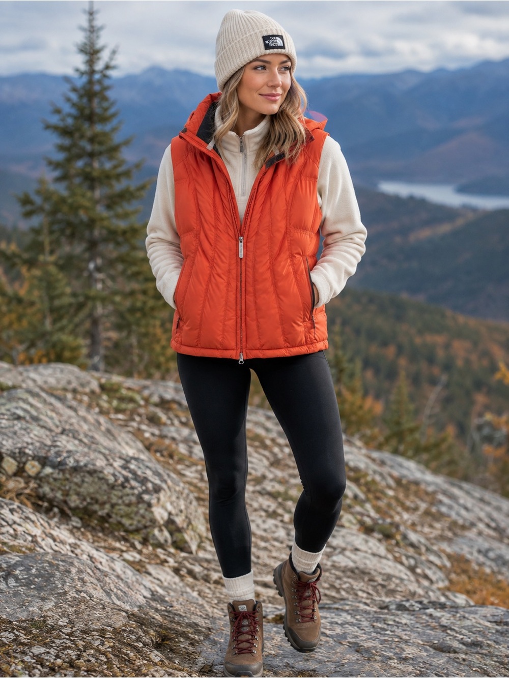 Woolrich Women’s Bittersweet Orange Puffer Vest Size Small Outdoor Hiking